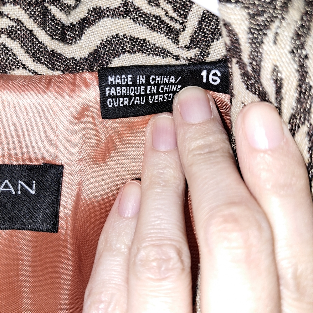 Dana Buchman Woman Animal Print Coat sz 16 Tan Brown - Picture 4 of 5